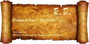 Rammacher Dezső névjegykártya